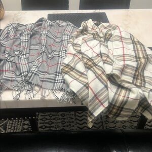 Plaid Fringe cardigan in Gray and Cream